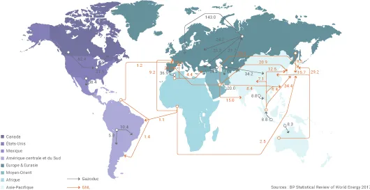 Flux de gaz naturel en 2016