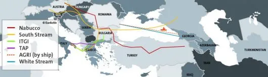 Carte du corridor gazier sud