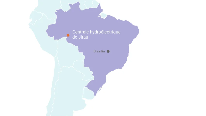 Carte centrale hydraulique de Jirau