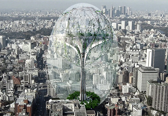 « Climatology Tower » de Yuan-Sung Hsiao, Yuko Ochiai, Jia-Wei Liu, Hung-Lin Hsieh (Japon/Taïwan) : centre de recherche analysant un ensemble de données météorologiques dans la ville. Sur la base de ces analyses, ce centre pourrait rétablir des conditions optimales, par exemple d’humidité à proximité de la tour﻿.
