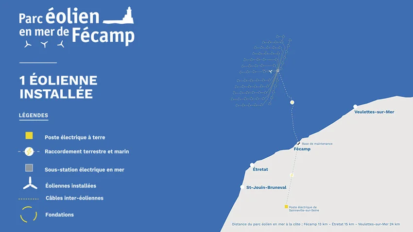 Carte du parc éolien de Fécamp