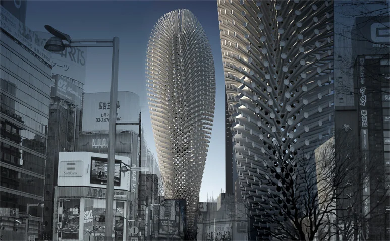 « Launchspire » de Henry Smith, Adam Woodward et Paul Attkins (Royaume-Uni) : tour hyper-dense de très grande hauteur contenant tous les commerces et services d’une ville. Celle-ci intégrerait des énergies renouvelables et un accélérateur électromagnétique pour se déplacer verticalement.