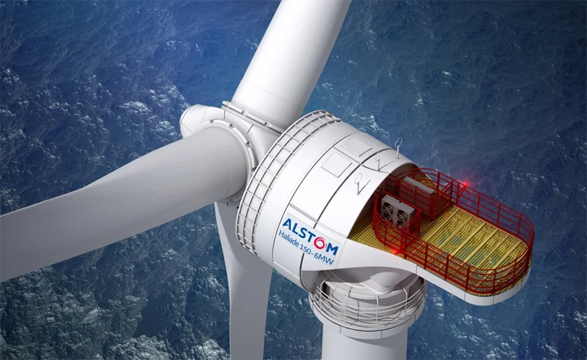 Une autre éolienne est en cours d’installation en mer sur le site de Belwind au large de la Belgique. Il est prévu de terminer cette installation d’ici à juin 2013. (photo : ©Alstom)