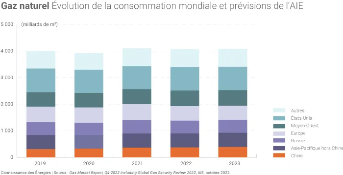 Évolution de la demande mondiale de gaz naturel