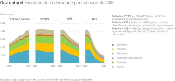 Évolution de la demande mondiale de gaz scénarios AIE