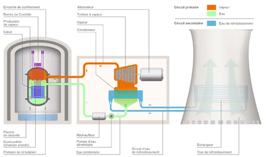 Principe de fonctionnement d'un réacteur à eau bouillante, type installé à Fukushima (©2011)